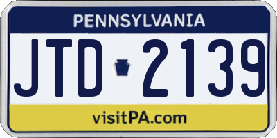 PA license plate JTD2139
