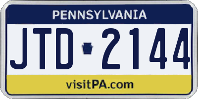 PA license plate JTD2144