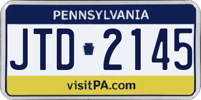 PA license plate JTD2145