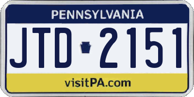 PA license plate JTD2151