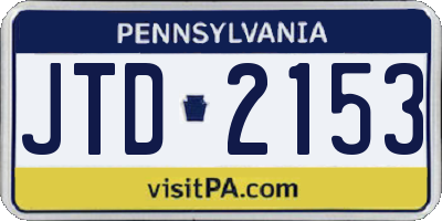 PA license plate JTD2153