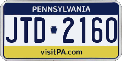 PA license plate JTD2160