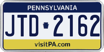 PA license plate JTD2162