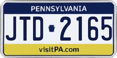 PA license plate JTD2165