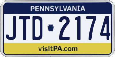PA license plate JTD2174