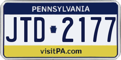 PA license plate JTD2177