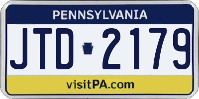 PA license plate JTD2179