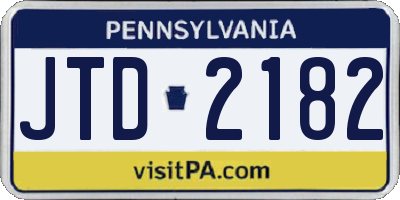 PA license plate JTD2182