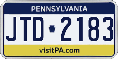 PA license plate JTD2183