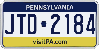 PA license plate JTD2184