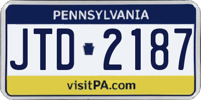 PA license plate JTD2187