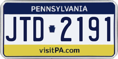 PA license plate JTD2191