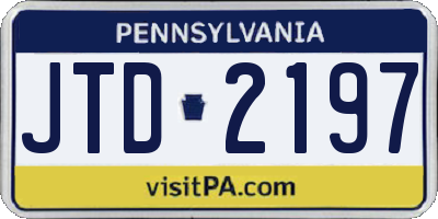 PA license plate JTD2197