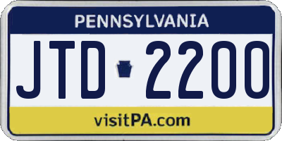 PA license plate JTD2200