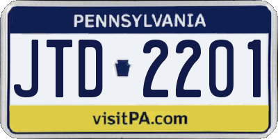 PA license plate JTD2201