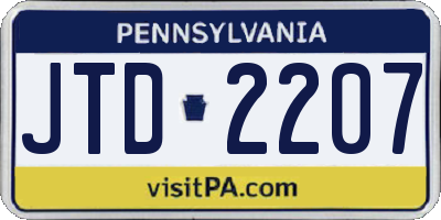 PA license plate JTD2207