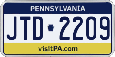 PA license plate JTD2209