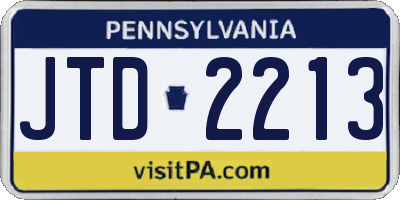 PA license plate JTD2213