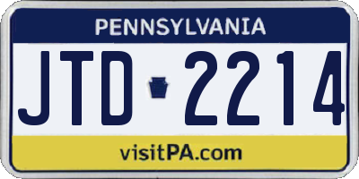 PA license plate JTD2214