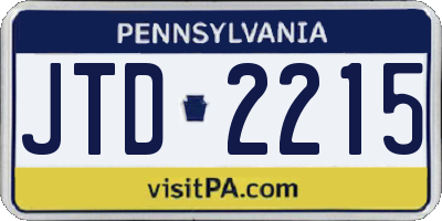 PA license plate JTD2215