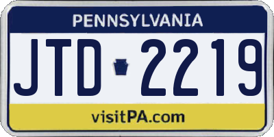 PA license plate JTD2219