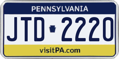 PA license plate JTD2220
