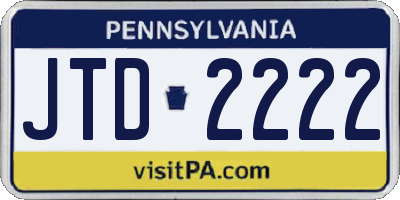 PA license plate JTD2222