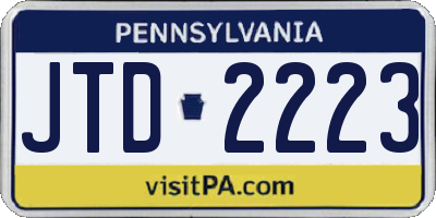 PA license plate JTD2223