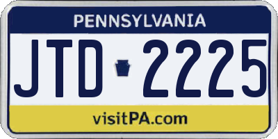 PA license plate JTD2225