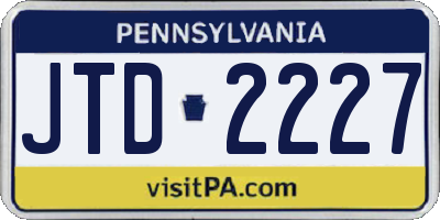 PA license plate JTD2227