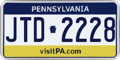 PA license plate JTD2228