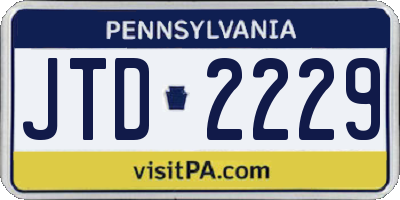 PA license plate JTD2229