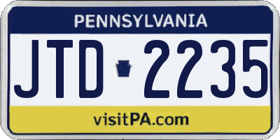 PA license plate JTD2235