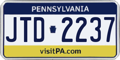 PA license plate JTD2237
