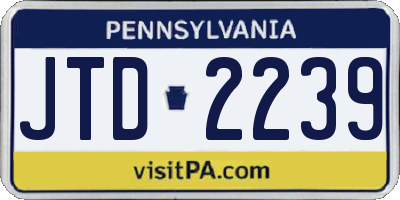 PA license plate JTD2239