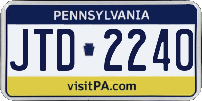 PA license plate JTD2240