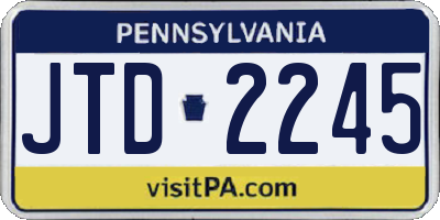 PA license plate JTD2245