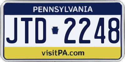 PA license plate JTD2248