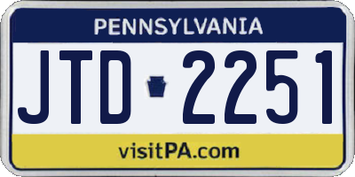 PA license plate JTD2251