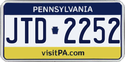 PA license plate JTD2252