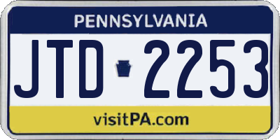 PA license plate JTD2253