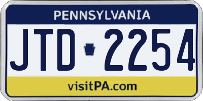 PA license plate JTD2254