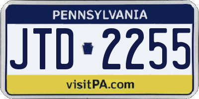 PA license plate JTD2255