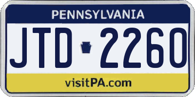 PA license plate JTD2260