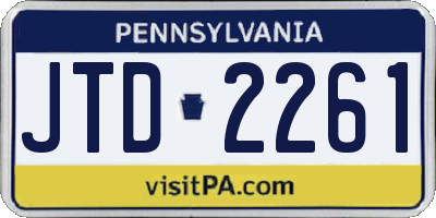 PA license plate JTD2261