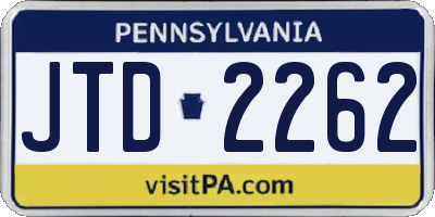 PA license plate JTD2262