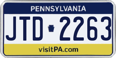 PA license plate JTD2263