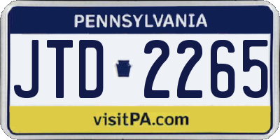 PA license plate JTD2265