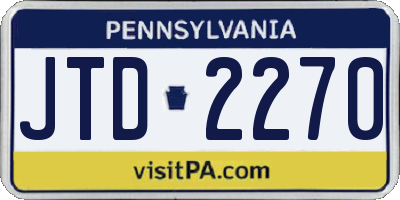 PA license plate JTD2270
