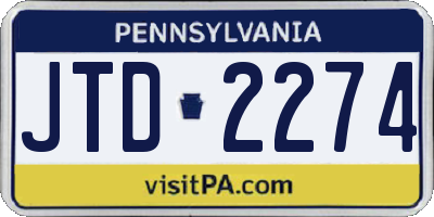 PA license plate JTD2274
